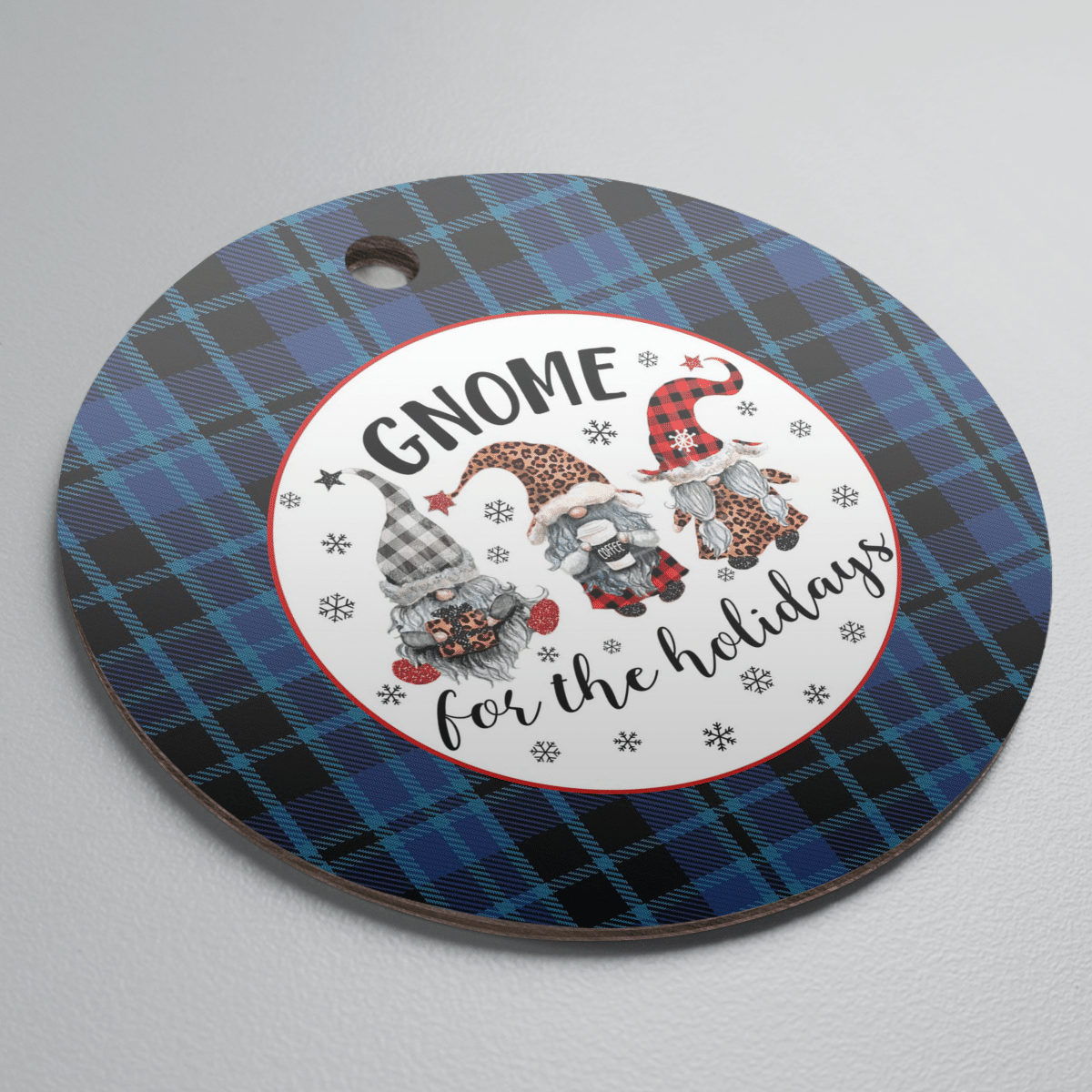 Clan Clark 2 Tartan Tartan Crest Gnome Round Ceramic Ornament YL17 Clark 2 Tartan Tartan Christmas   