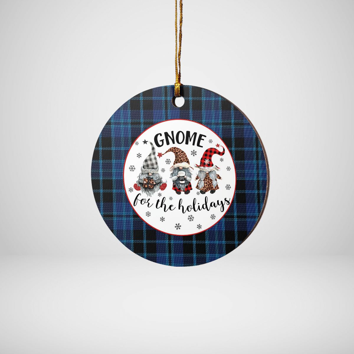 Clan Clark 2 Tartan Tartan Crest Gnome Round Ceramic Ornament YL17 Clark 2 Tartan Tartan Christmas   