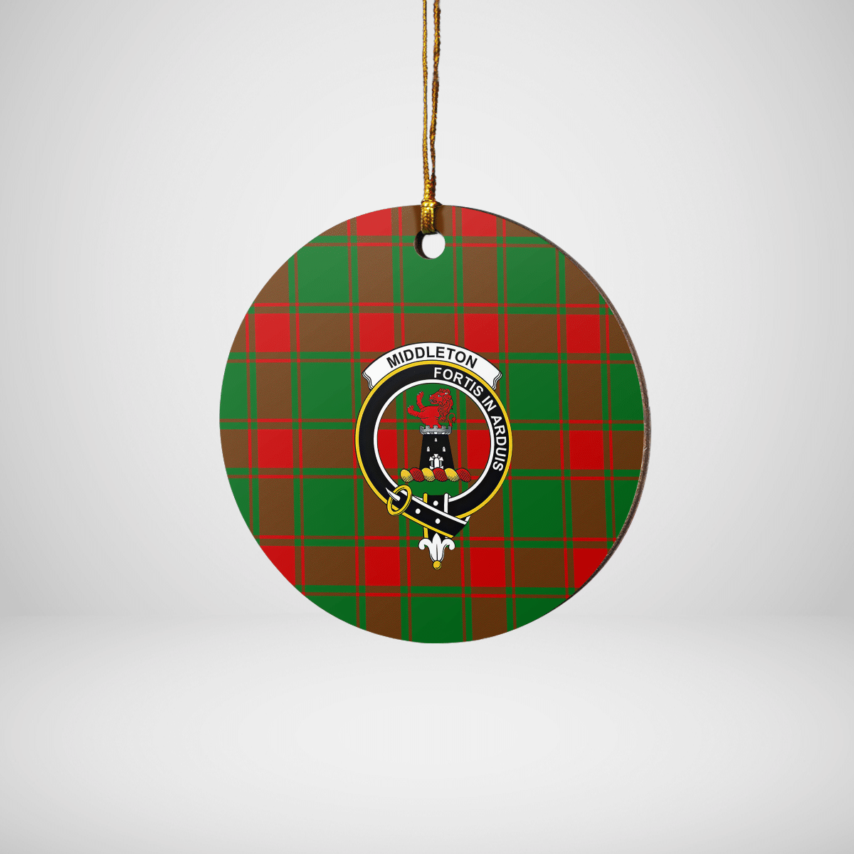 Clan Middleton Modern Tartan Crest Round Ceramic Ornament TU81 Middleton Modern Tartan Tartan Christmas   