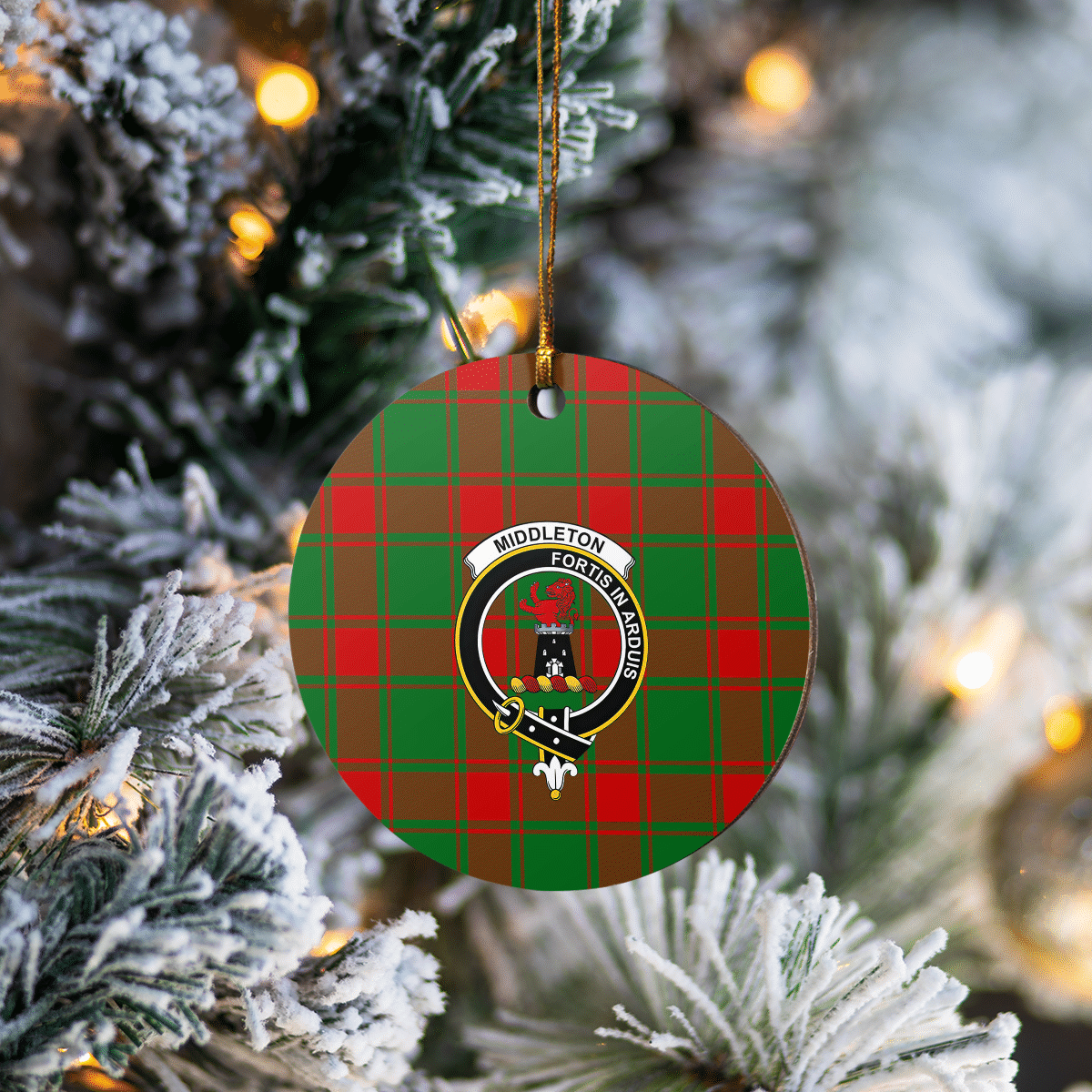 Clan Middleton Modern Tartan Crest Round Ceramic Ornament TU81 Middleton Modern Tartan Tartan Christmas   