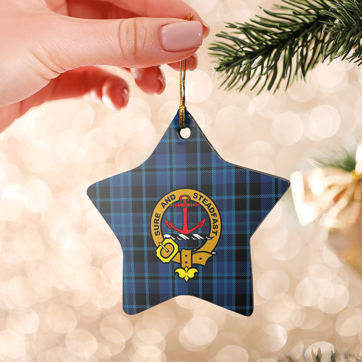 Clan Clark 2 Tartan Crest Star Ceramic Ornament CQ61 Clark 2 Tartan Tartan Christmas   