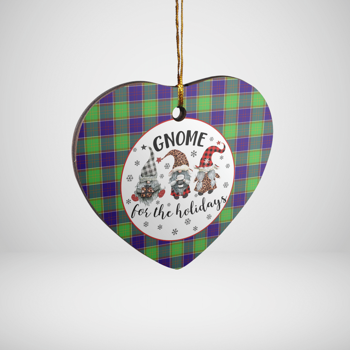 Clan Colville Tartan Tartan Crest Gnome Heart Ceramic Ornament JS88 Colville Tartan Tartan Christmas   