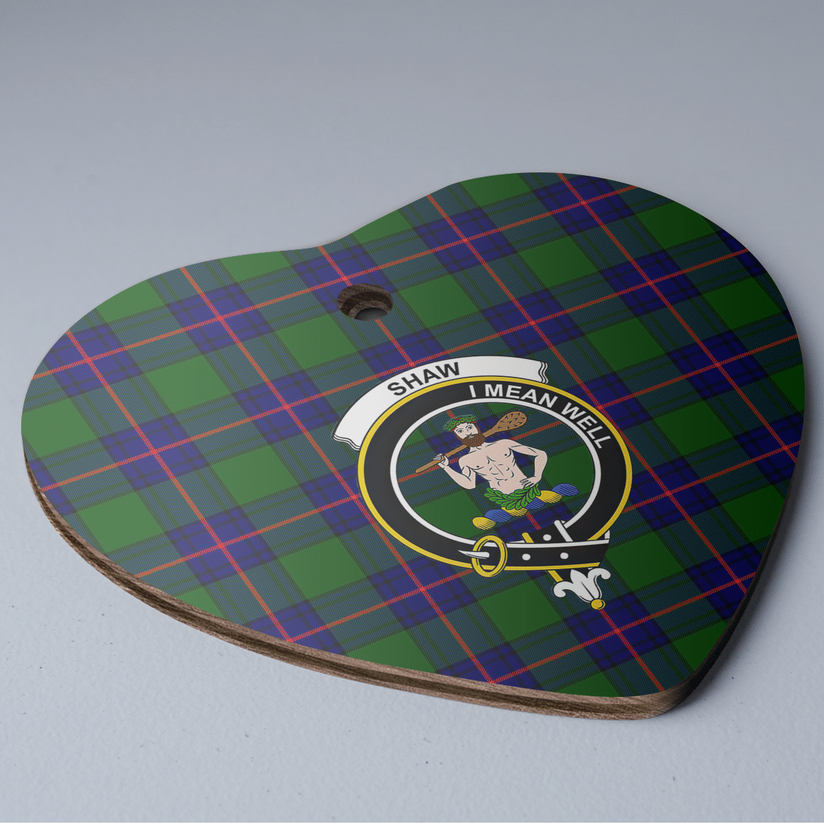 Clan Shaw Modern Tartan Crest Heart Ceramic Ornament RU77 Shaw Modern Tartan Tartan Christmas   