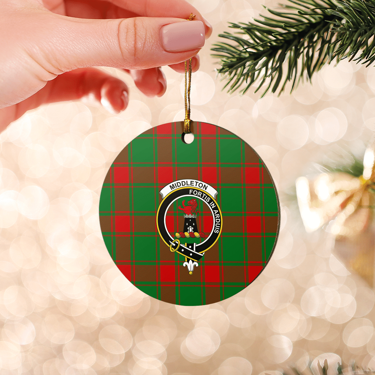 Clan Middleton Modern Tartan Crest Round Ceramic Ornament TU81 Middleton Modern Tartan Tartan Christmas   