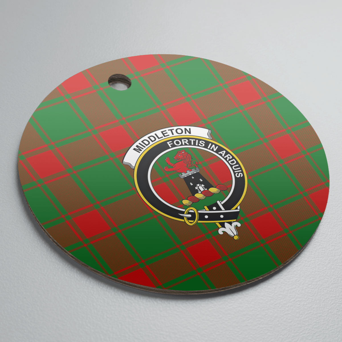 Clan Middleton Modern Tartan Crest Round Ceramic Ornament TU81 Middleton Modern Tartan Tartan Christmas   