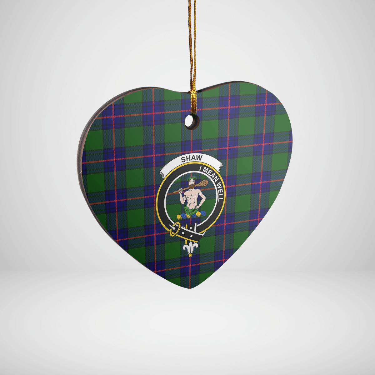 Clan Shaw Modern Tartan Crest Heart Ceramic Ornament RU77 Shaw Modern Tartan Tartan Christmas   