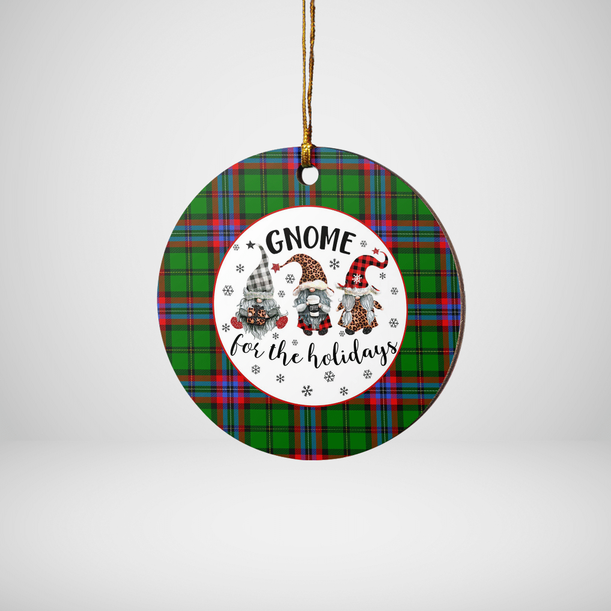 Clan McGeachie Tartan Tartan Crest Gnome Round Ceramic Ornament JA57 McGeachie Tartan Tartan Christmas   