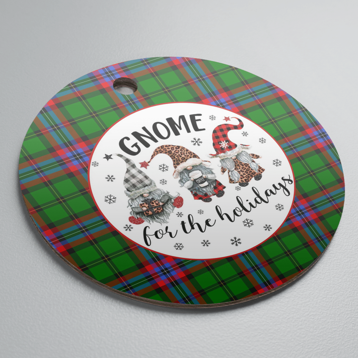 Clan McGeachie Tartan Tartan Crest Gnome Round Ceramic Ornament JA57 McGeachie Tartan Tartan Christmas   