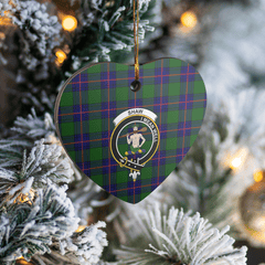 Clan Shaw Modern Tartan Crest Heart Ceramic Ornament RU77 Shaw Modern Tartan Tartan Christmas   