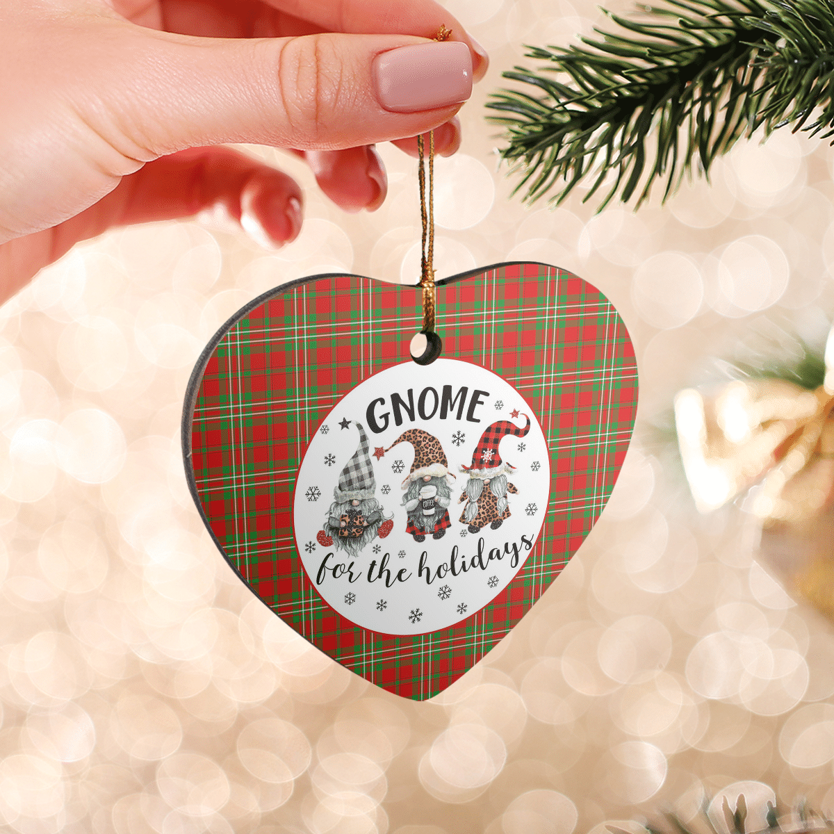 Clan Langlands Tartan Tartan Crest Gnome Heart Ceramic Ornament XO99 Langlands Tartan Tartan Christmas   