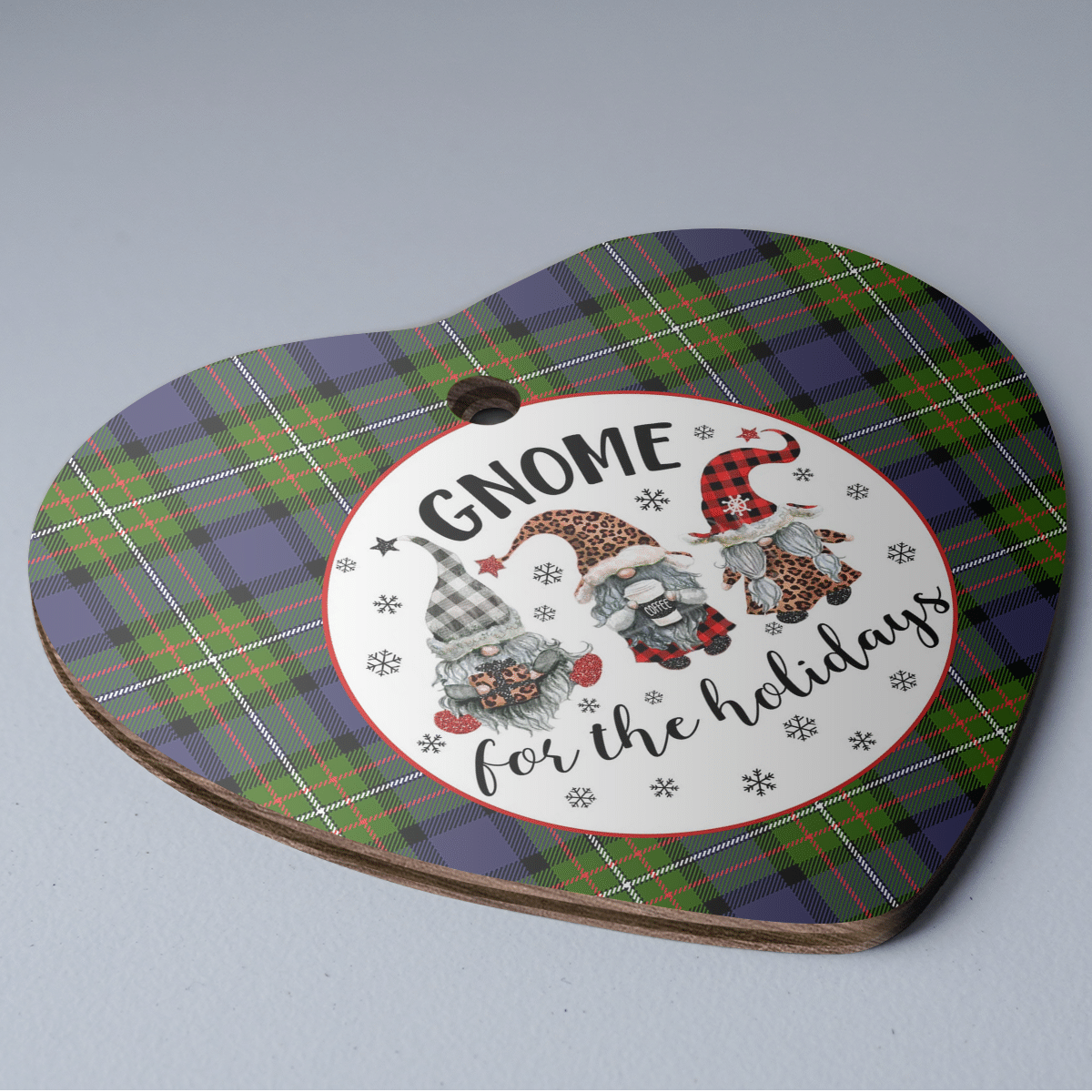 Clan Fergusson Modern Tartan Tartan Crest Gnome Heart Ceramic Ornament UQ15 Fergusson Modern Tartan Tartan Christmas   