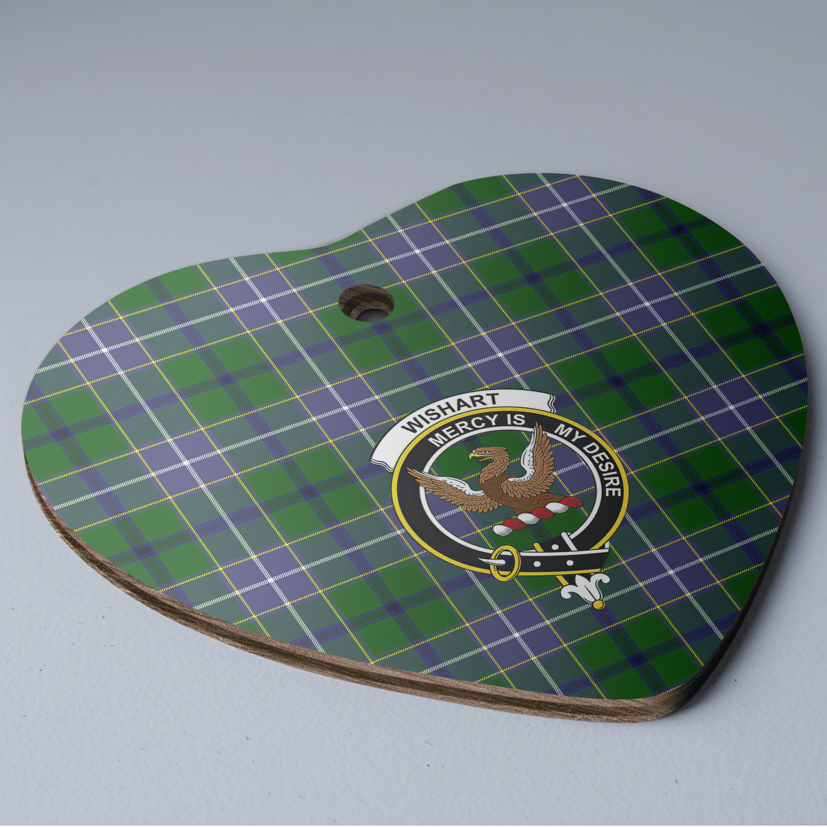 Clan Wishart Hunting Tartan Crest Heart Ceramic Ornament AN16 Wishart Hunting Tartan Tartan Christmas   