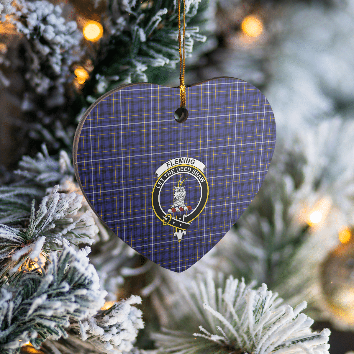 Clan Fleming Tartan Crest Heart Ceramic Ornament GT48 Fleming Tartan Tartan Christmas   