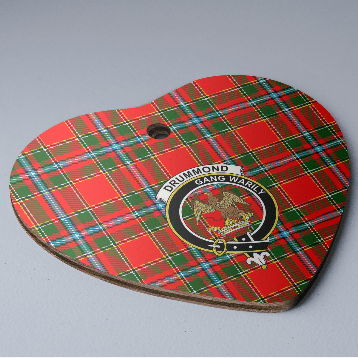 Clan Drummond of Perth Tartan Crest Heart Ceramic Ornament MB45 Drummond of Perth Tartan Tartan Christmas   