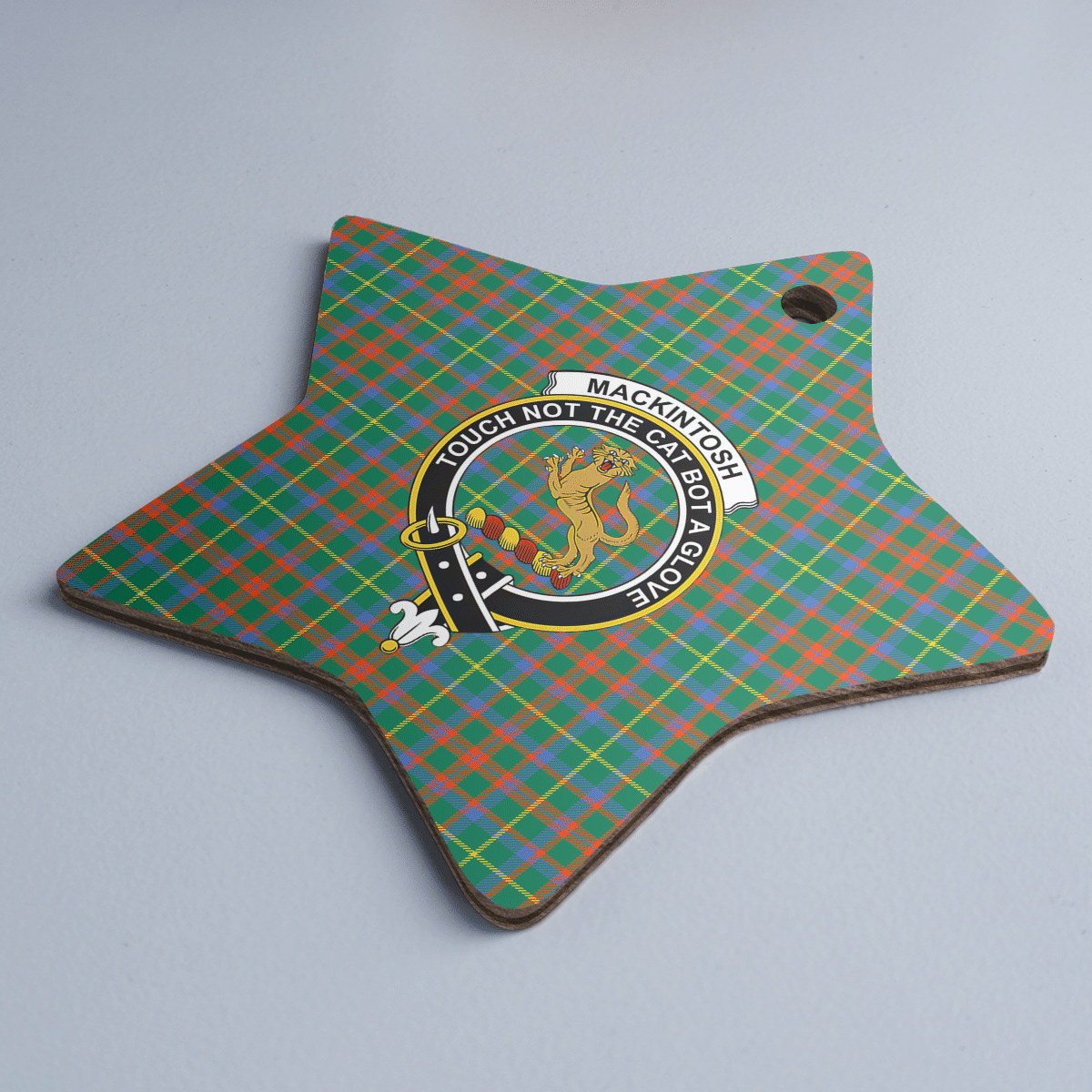 Clan MacKintosh Hunting Ancient Tartan Crest Star Ceramic Ornament DV43 MacKintosh Hunting Ancient Tartan Tartan Christmas   