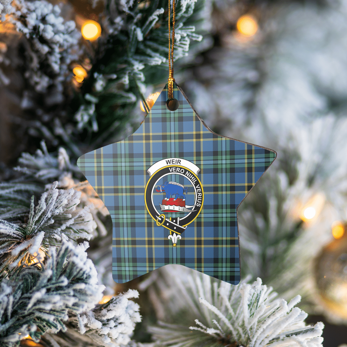 Clan Weir Ancient Tartan Crest Star Ceramic Ornament IV90 Weir Ancient Tartan Tartan Christmas   