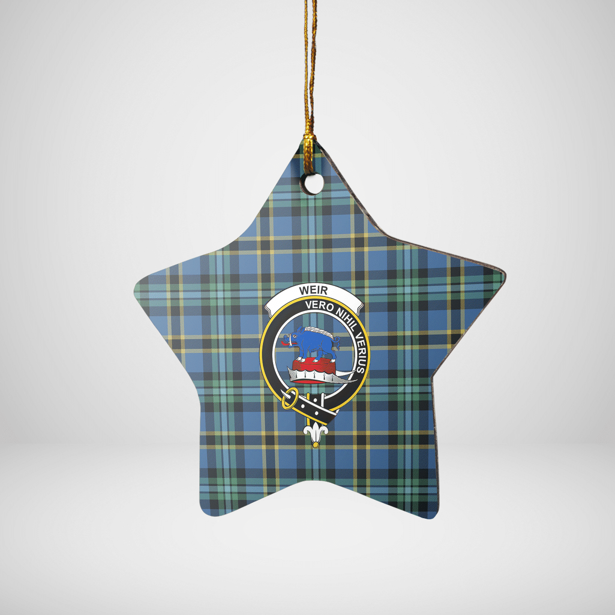 Clan Weir Ancient Tartan Crest Star Ceramic Ornament IV90 Weir Ancient Tartan Tartan Christmas   