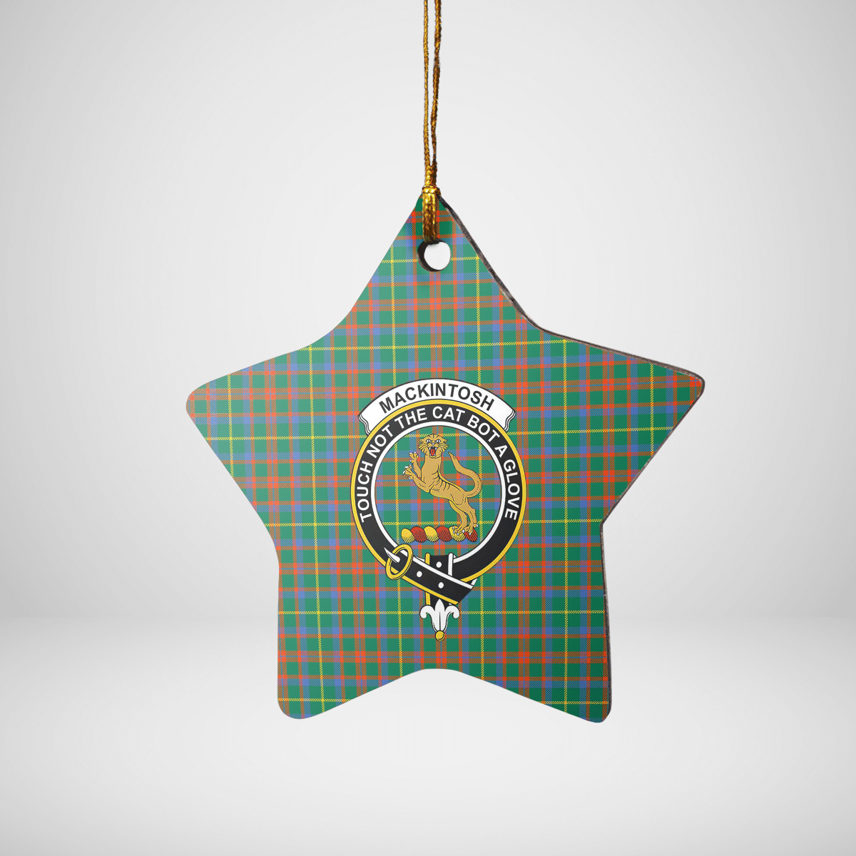 Clan MacKintosh Hunting Ancient Tartan Crest Star Ceramic Ornament DV43 MacKintosh Hunting Ancient Tartan Tartan Christmas   