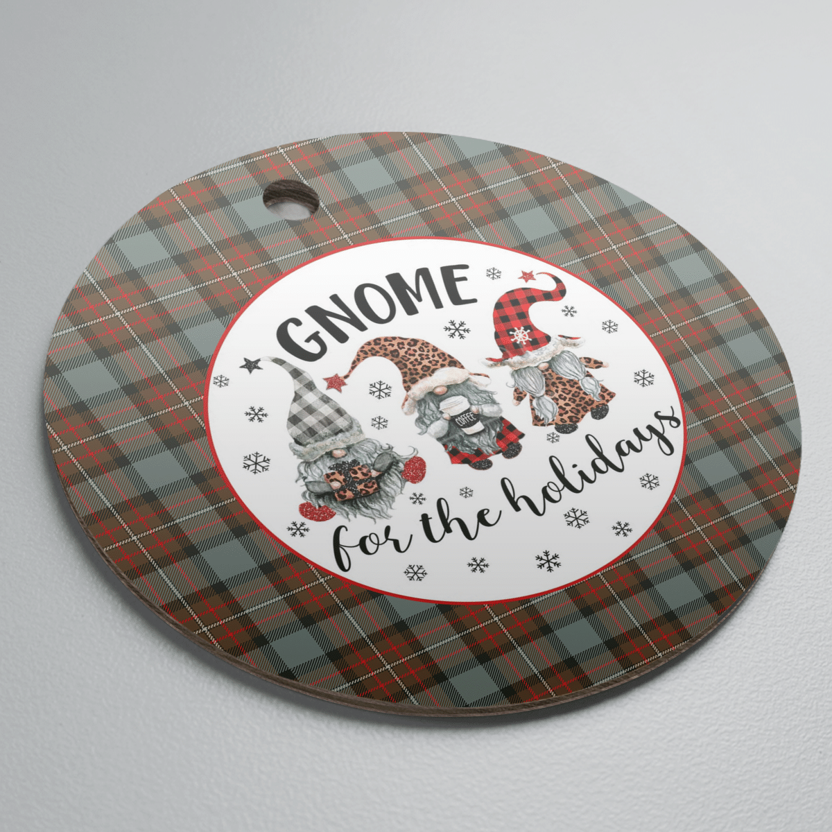 Clan Fergusson Weathered Tartan Tartan Crest Gnome Round Ceramic Ornament OP29 Fergusson Weathered Tartan Tartan Christmas   