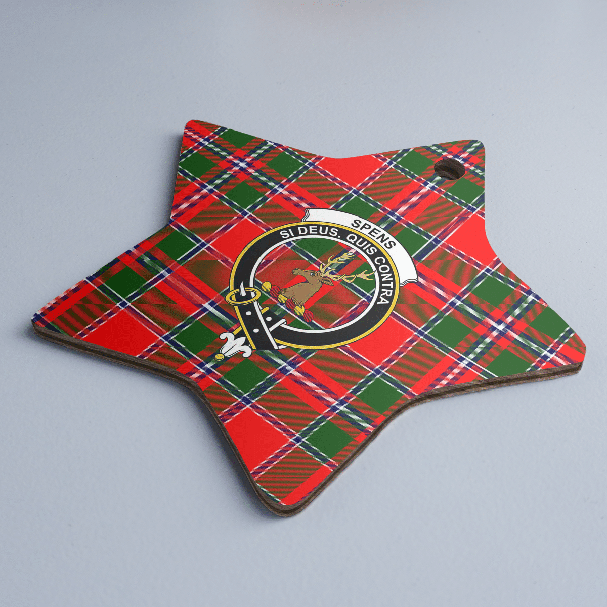 Clan Spens Modern Tartan Crest Star Ceramic Ornament EY96 Spens Modern Tartan Tartan Christmas   