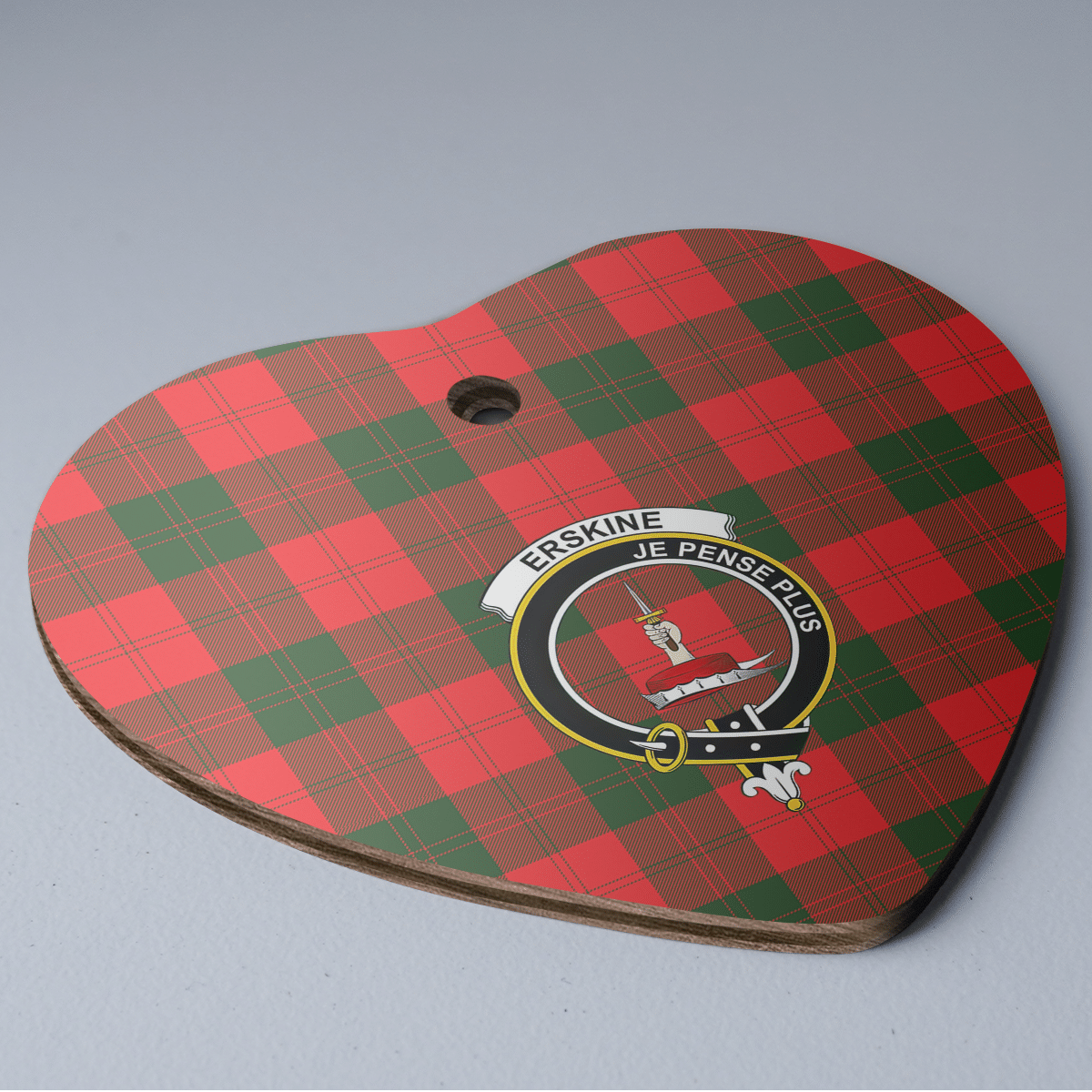 Clan Erskine Modern Tartan Crest Heart Ceramic Ornament YN34 Erskine Modern Tartan Tartan Christmas   