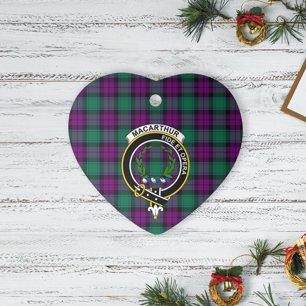 Clan MacArthur – Milton Tartan Crest Heart Ceramic Ornament FK73 MacArthur – Milton Tartan Tartan Christmas   