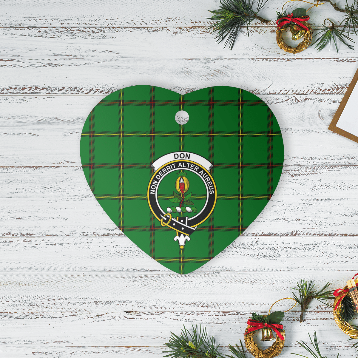 Clan Don (Tribe-of-Mar) Tartan Crest Heart Ceramic Ornament BM44 Don (Tribe-of-Mar) Tartan Tartan Christmas   