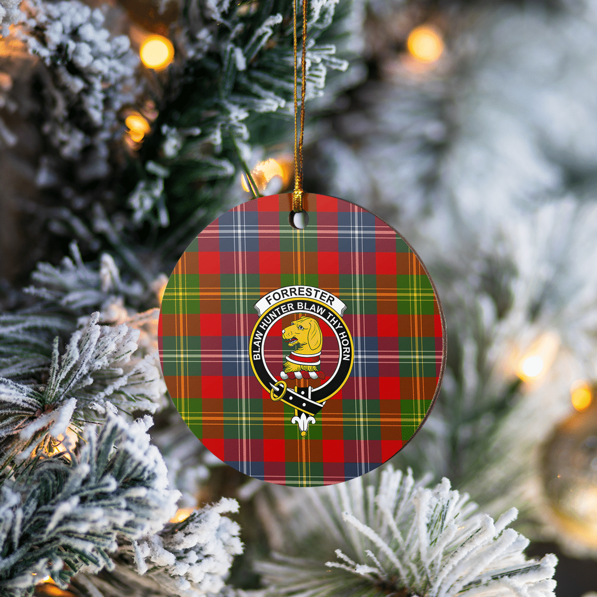 Clan Forrester Tartan Crest Round Ceramic Ornament OM85 Forrester Tartan Tartan Christmas   