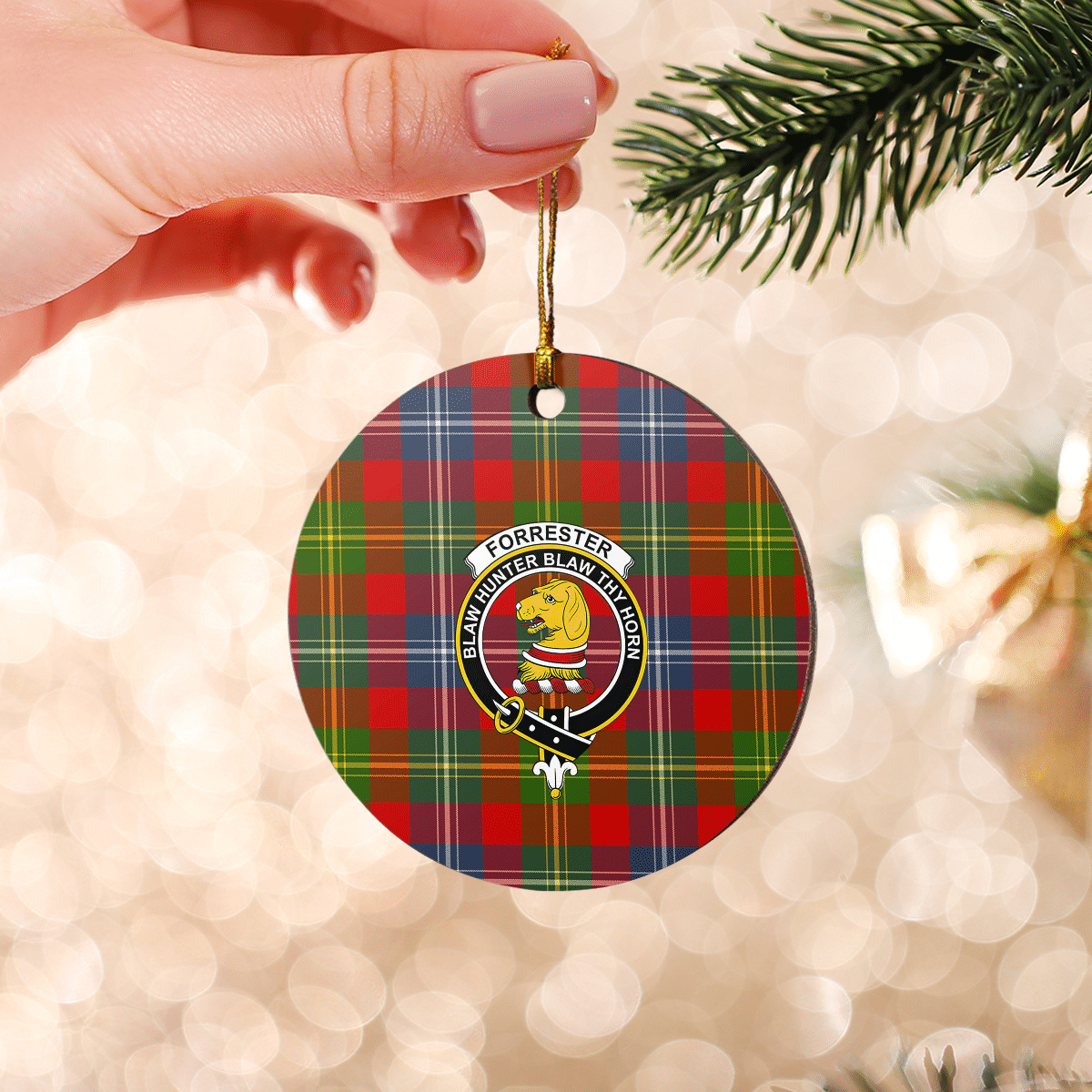 Clan Forrester Tartan Crest Round Ceramic Ornament OM85 Forrester Tartan Tartan Christmas   