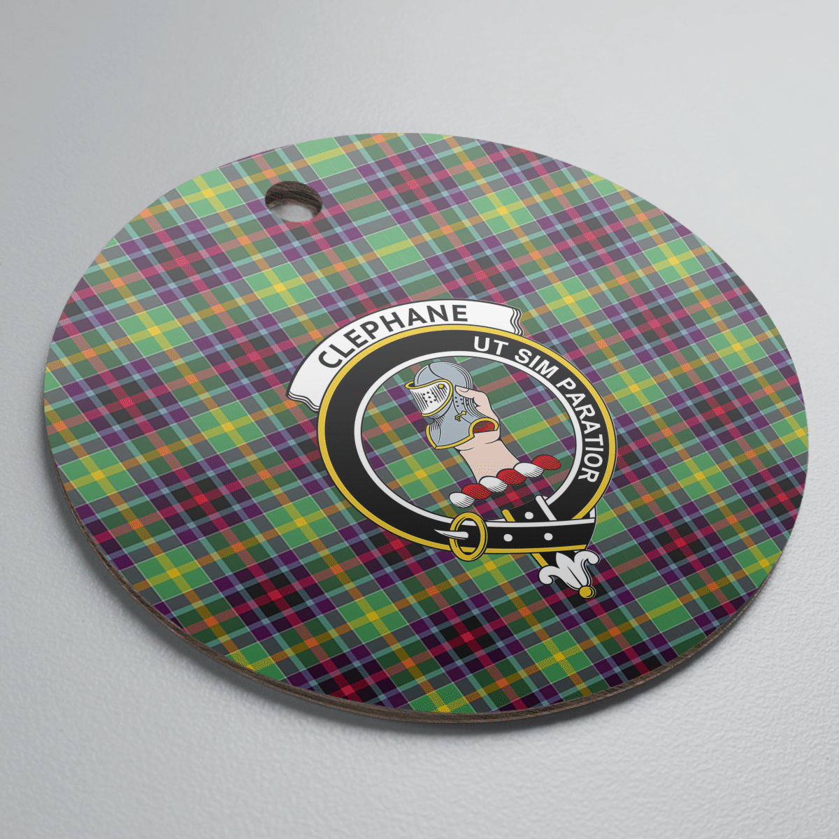 Clan Clephane Tartan Crest Round Ceramic Ornament IX74 Clephane Tartan Tartan Christmas   