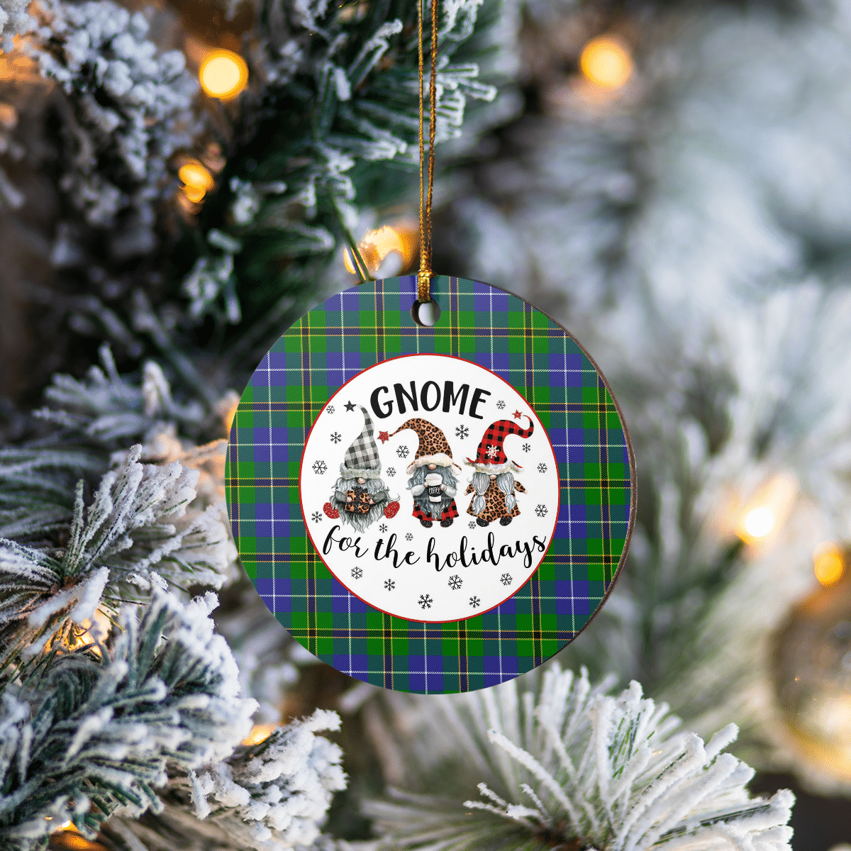 Clan Turnbull Hunting Tartan Tartan Crest Gnome Round Ceramic Ornament OD60 Turnbull Hunting Tartan Tartan Christmas   