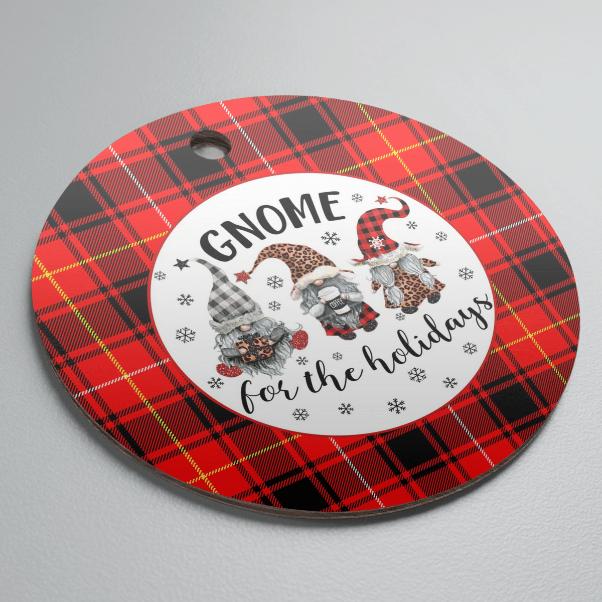 Clan MacIver Modern Tartan Tartan Crest Gnome Round Ceramic Ornament VJ80 MacIver Modern Tartan Tartan Christmas   