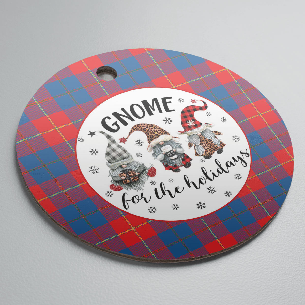 Clan Galloway Red Tartan Tartan Crest Gnome Round Ceramic Ornament ZO90 Galloway Red Tartan Tartan Christmas   