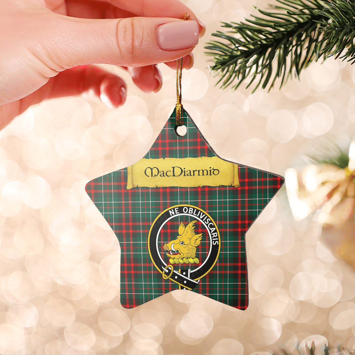 Clan MacDiarmid Modern Tartan Crest Star Ceramic Ornament EM31 MacDiarmid Modern Tartan Tartan Christmas   