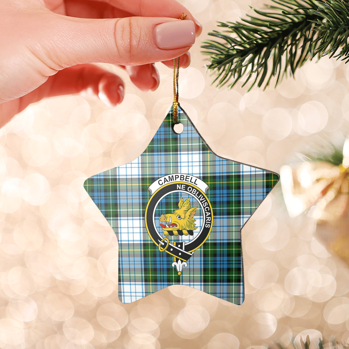 Clan Campbell Dress Tartan Crest Star Ceramic Ornament SR27 Campbell Dress Tartan Tartan Christmas   