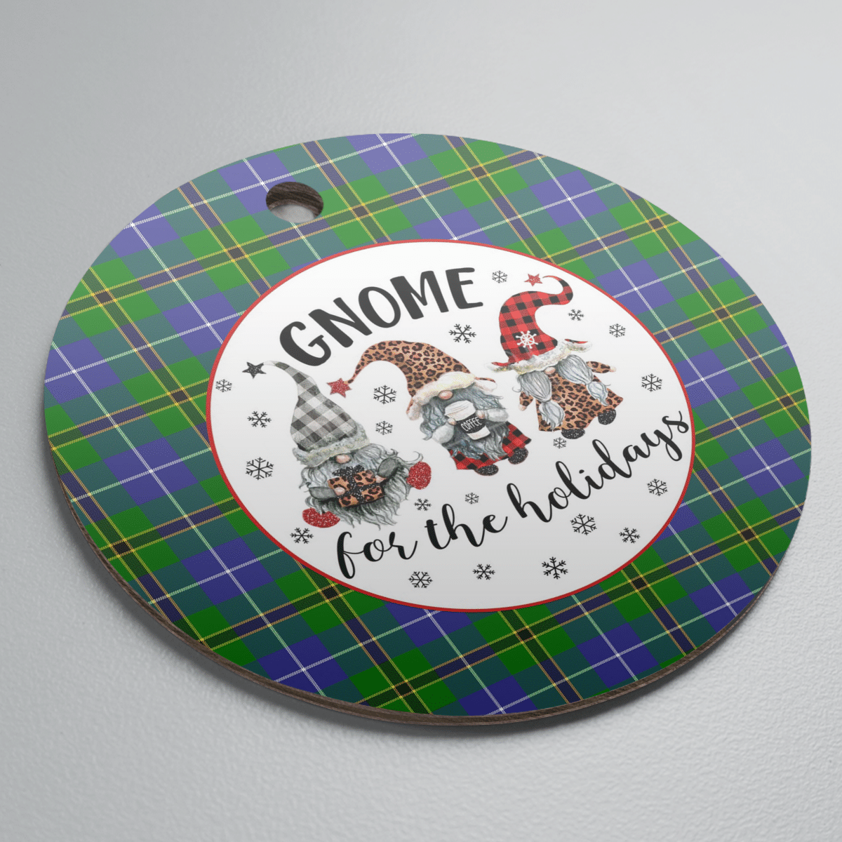 Clan Turnbull Hunting Tartan Tartan Crest Gnome Round Ceramic Ornament OD60 Turnbull Hunting Tartan Tartan Christmas   