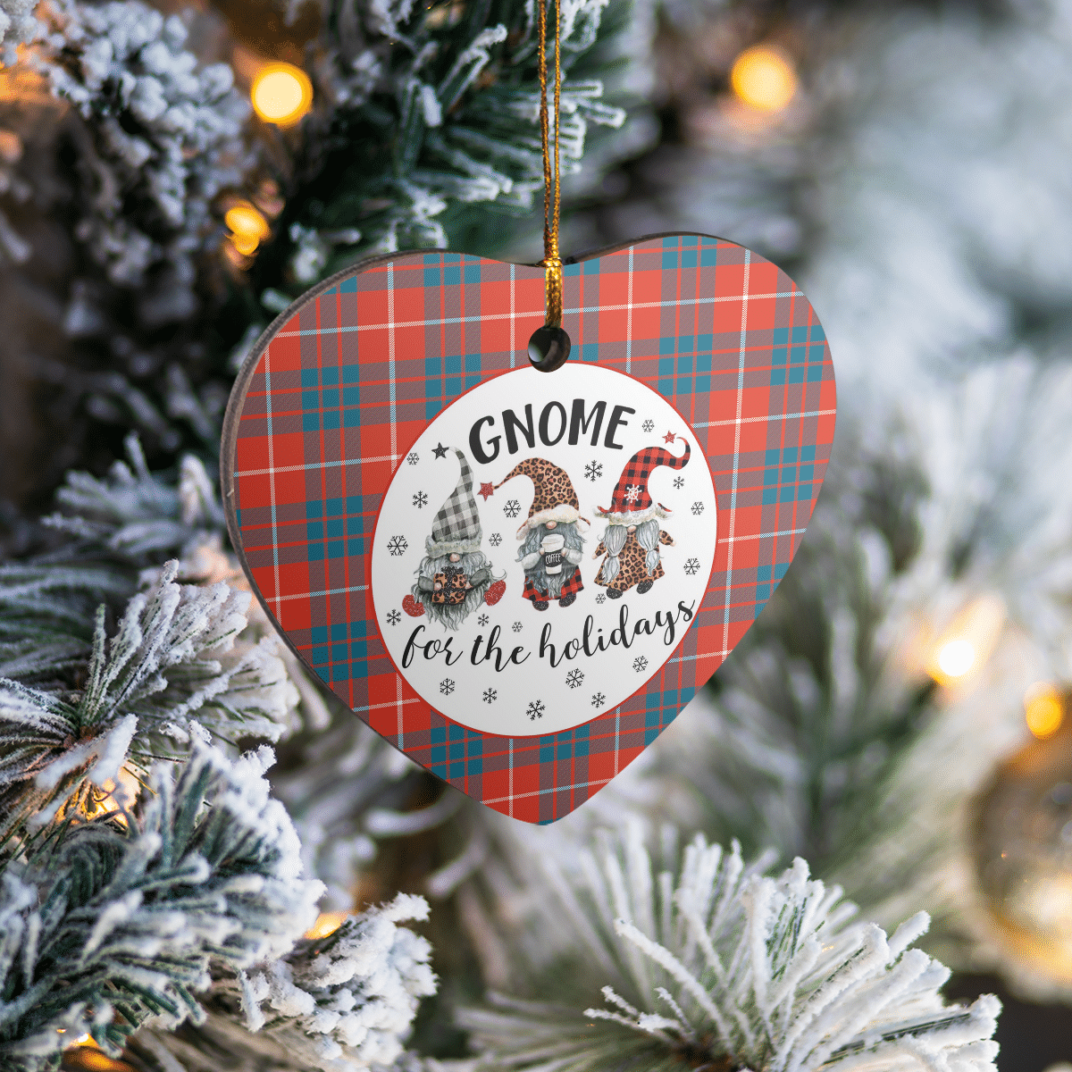 Clan Hamilton Ancient Tartan Tartan Crest Gnome Heart Ceramic Ornament QZ43 Hamilton Ancient Tartan Tartan Christmas   