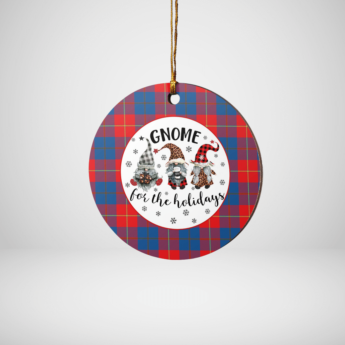 Clan Galloway Red Tartan Tartan Crest Gnome Round Ceramic Ornament ZO90 Galloway Red Tartan Tartan Christmas   