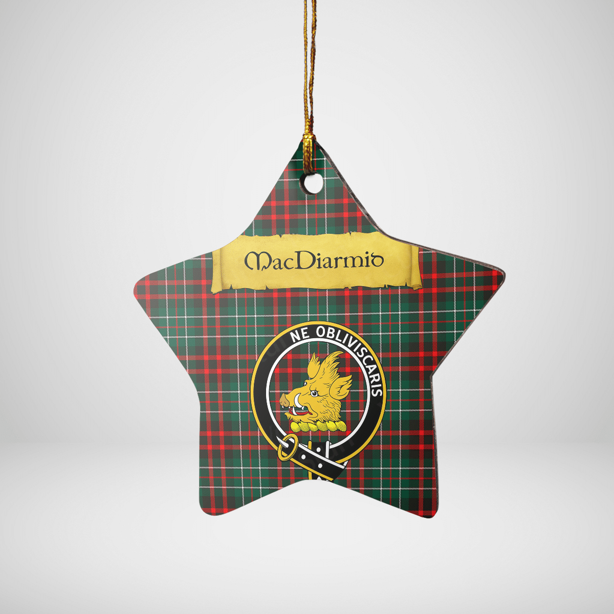 Clan MacDiarmid Modern Tartan Crest Star Ceramic Ornament EM31 MacDiarmid Modern Tartan Tartan Christmas   