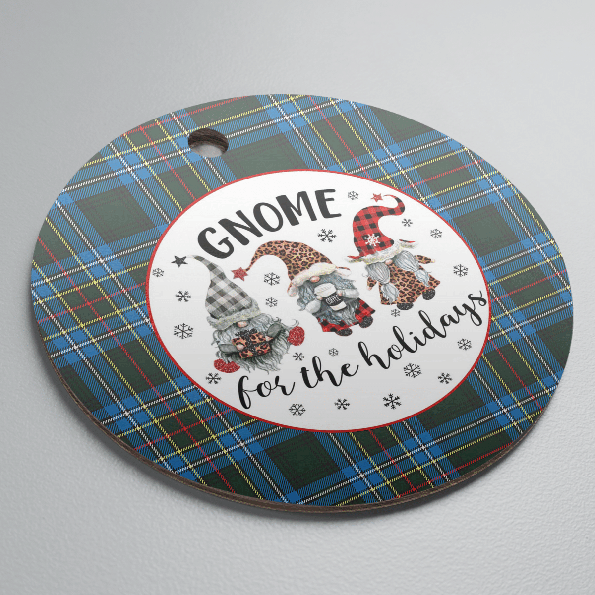 Clan Cockburn Modern Tartan Tartan Crest Gnome Round Ceramic Ornament OC74 Cockburn Modern Tartan Tartan Christmas   