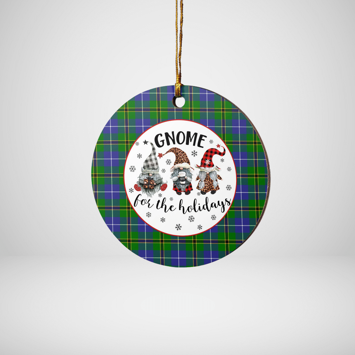 Clan Turnbull Hunting Tartan Tartan Crest Gnome Round Ceramic Ornament OD60 Turnbull Hunting Tartan Tartan Christmas   