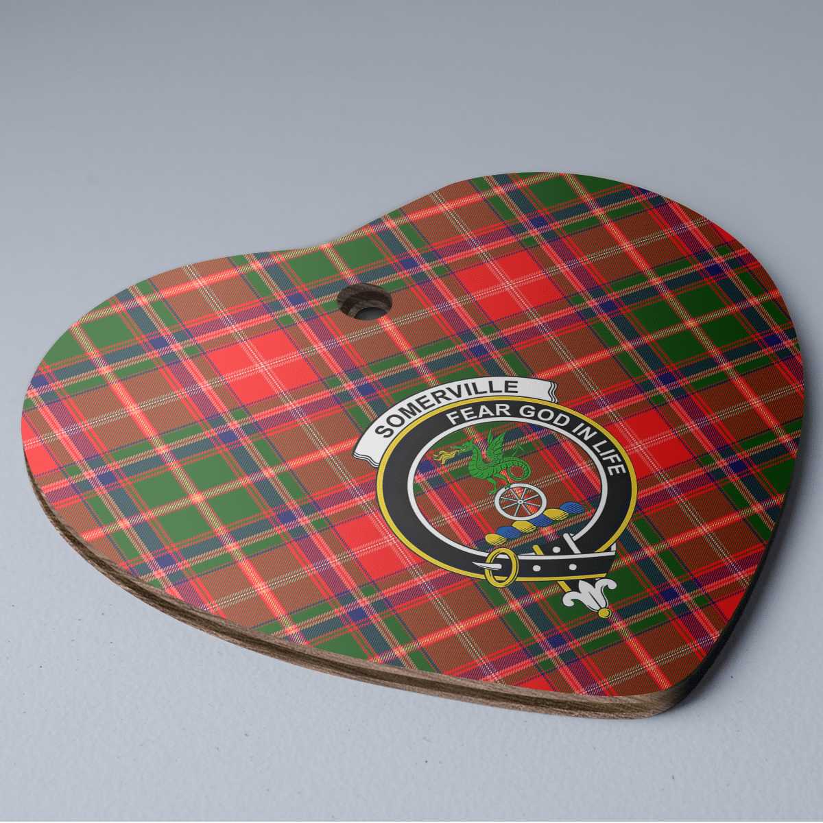 Clan Somerville Modern Tartan Crest Heart Ceramic Ornament IT91 Somerville Modern Tartan Tartan Christmas   