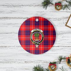 Clan Hamilton Modern Tartan Crest Round Ceramic Ornament RV44 Hamilton Modern Tartan Tartan Christmas   