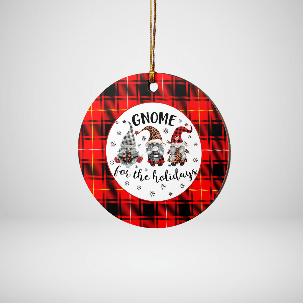 Clan MacIver Modern Tartan Tartan Crest Gnome Round Ceramic Ornament VJ80 MacIver Modern Tartan Tartan Christmas   