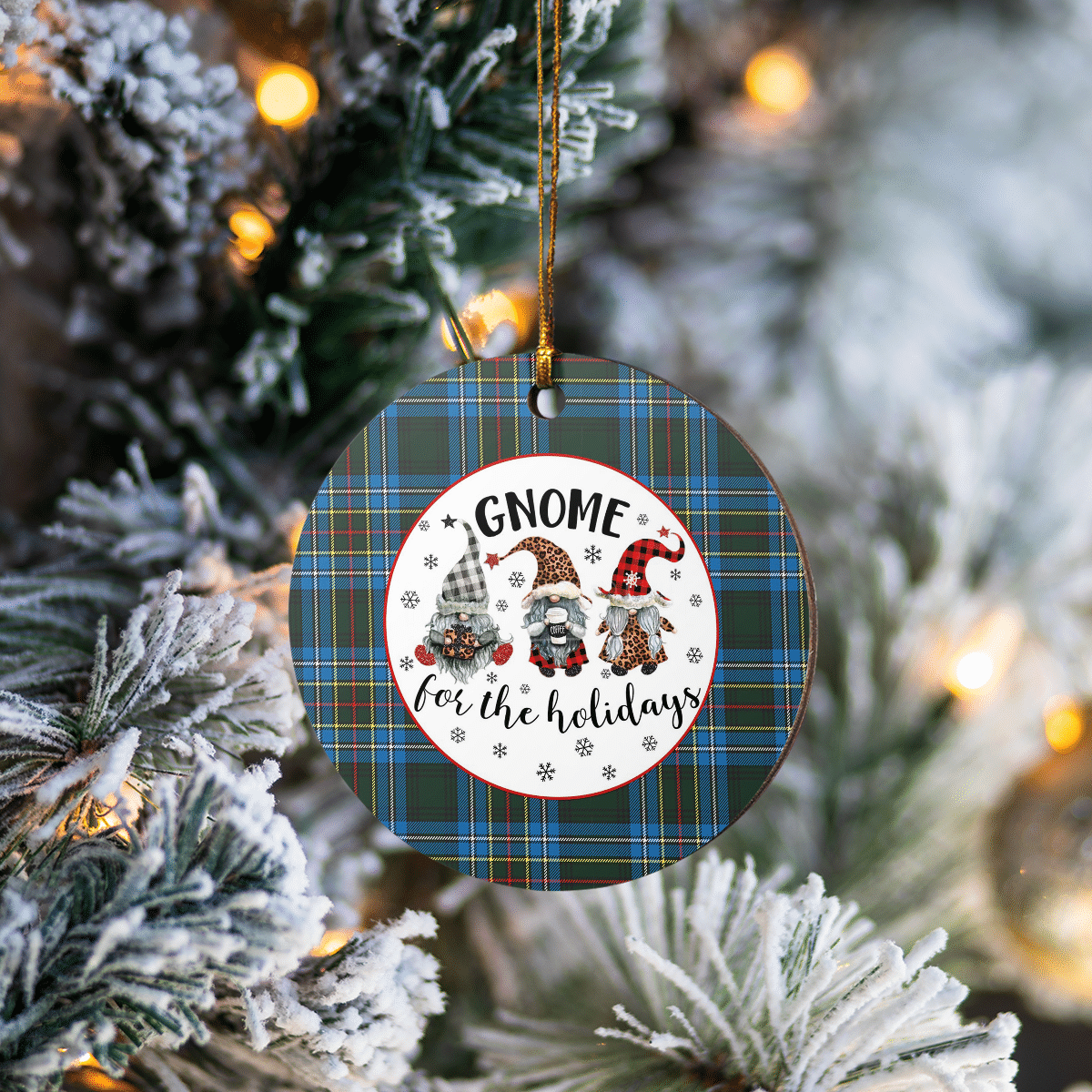 Clan Cockburn Modern Tartan Tartan Crest Gnome Round Ceramic Ornament OC74 Cockburn Modern Tartan Tartan Christmas   