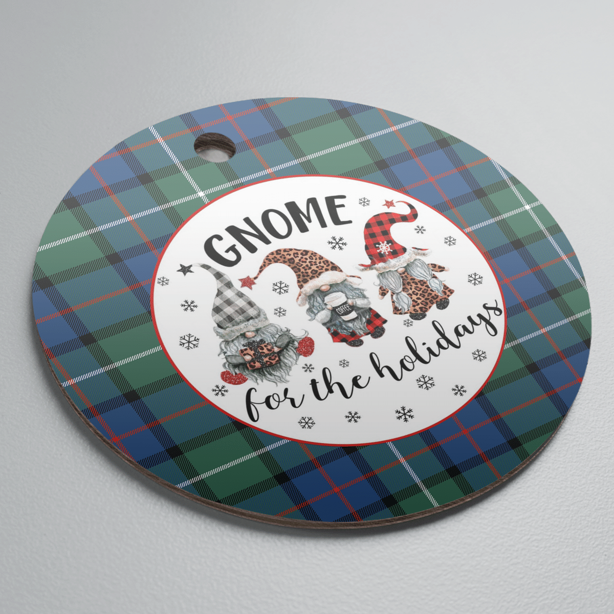 Clan Davidson of Tulloch Tartan Tartan Crest Gnome Round Ceramic Ornament QQ53 Davidson of Tulloch Tartan Tartan Christmas   