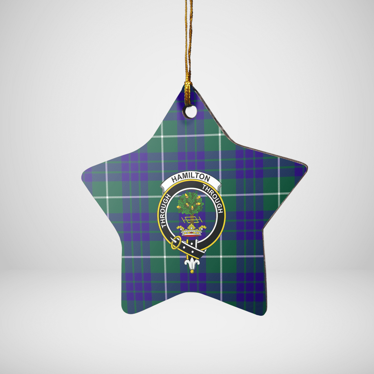 Clan Hamilton Hunting Modern Tartan Crest Star Ceramic Ornament NN16 Hamilton Hunting Modern Tartan Tartan Christmas   