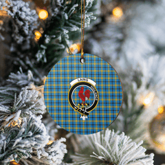 Clan Laing Tartan Crest Round Ceramic Ornament BM69 Laing Tartan Tartan Christmas   