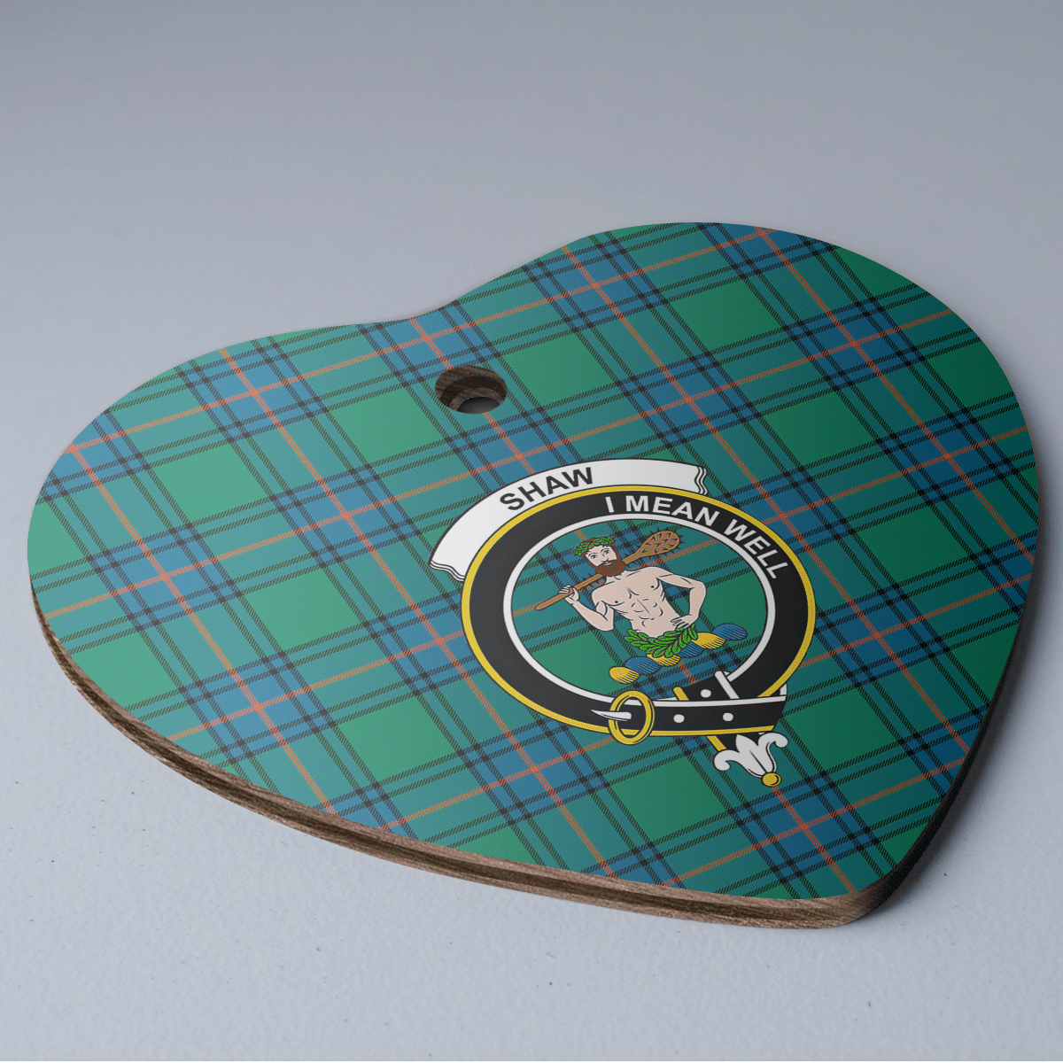 Clan Shaw Ancient Tartan Crest Heart Ceramic Ornament UJ49 Shaw Ancient Tartan Tartan Christmas   