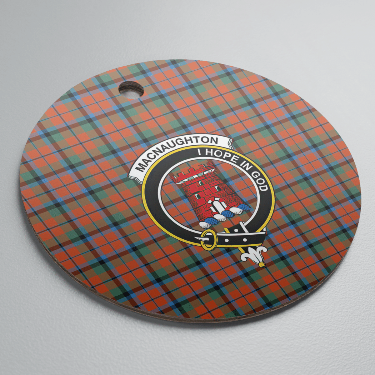 Clan MacNaughton Ancient Tartan Crest Round Ceramic Ornament WG78 MacNaughton Ancient Tartan Tartan Christmas   